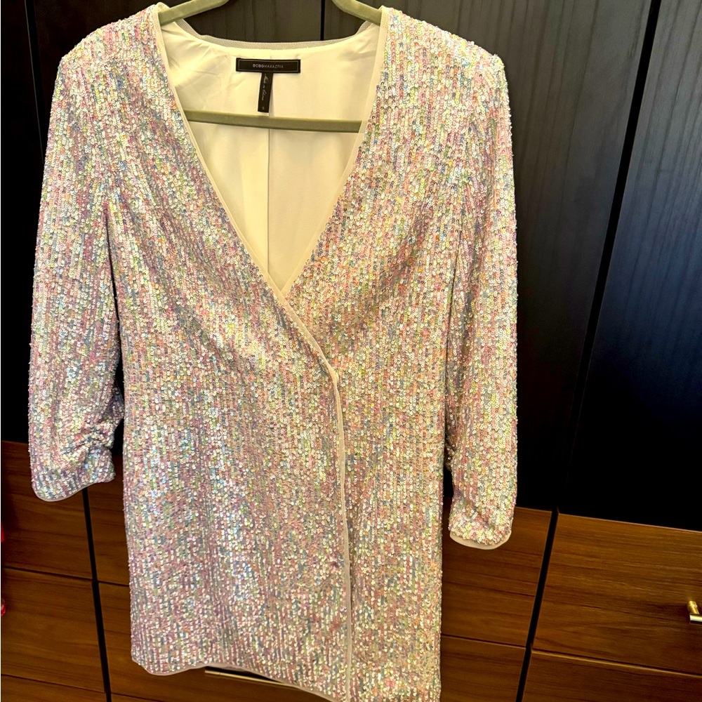 BCBG Maxazaria Shimmer Sequin Cocktail Dress